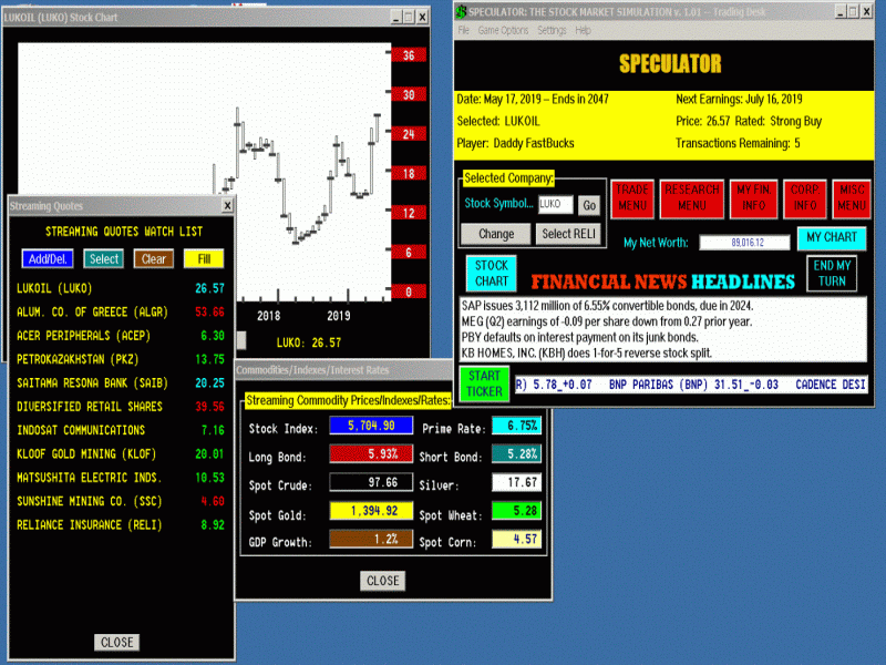 Game lets you trade stocks, bonds, options and futures in a realistic simulation